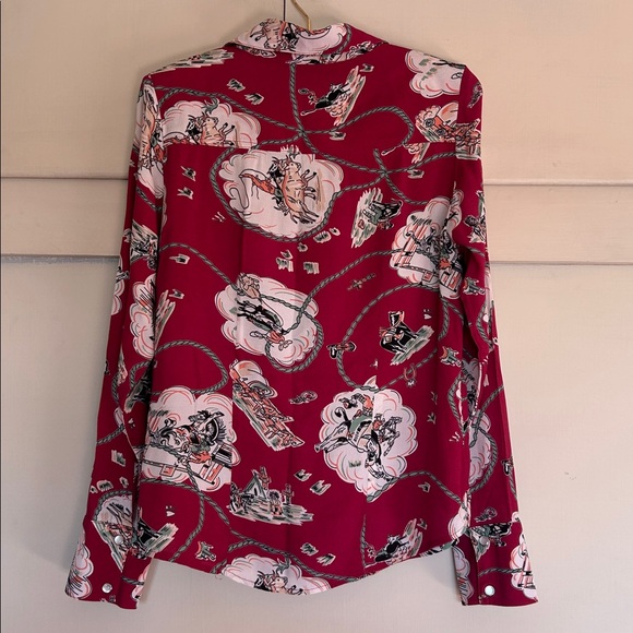Loco Lindo Burgundy Cowgirl Vintage Style Western Snap Shirt XS - Picture 4 of 4